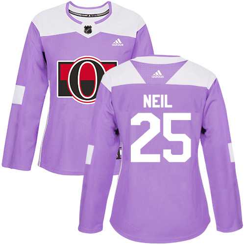 Women's Adidas Ottawa Senators #25 Chris Neil Purple Authentic Fights Cancer Stitched NHL Jersey