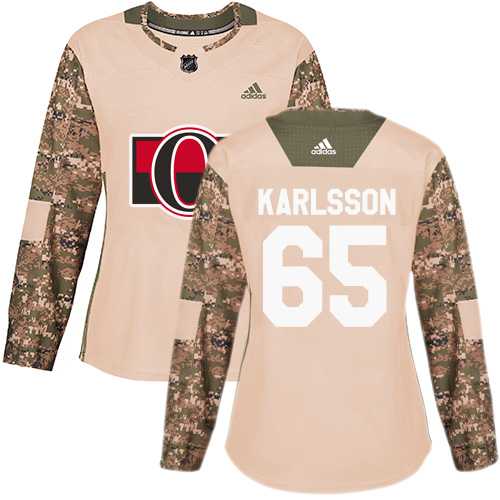 Women's Adidas Ottawa Senators #65 Erik Karlsson Camo Authentic 2017 Veterans Day Stitched NHL Jersey