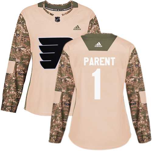 Women's Adidas Philadelphia Flyers #1 Bernie Parent Camo Authentic 2017 Veterans Day Stitched NHL Jersey