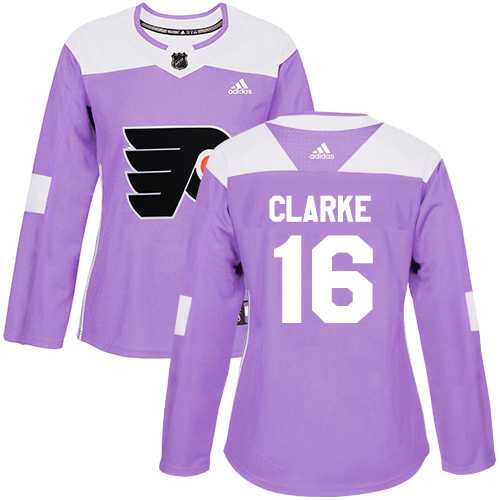 Women's Adidas Philadelphia Flyers #16 Bobby Clarke Purple Authentic Fights Cancer Stitched NHL Jersey