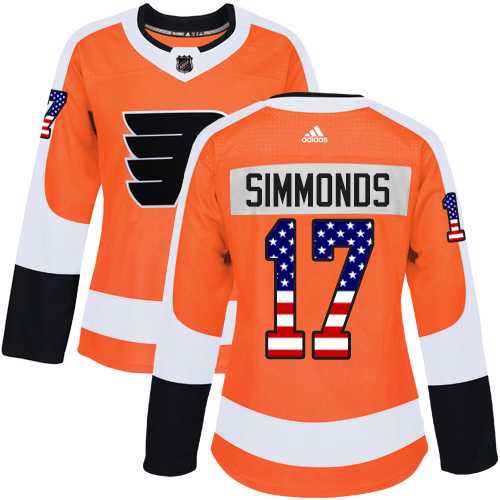 Women's Adidas Philadelphia Flyers #17 Wayne Simmonds Orange Home Authentic USA Flag Stitched NHL Jersey