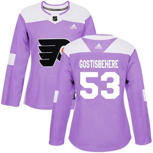Women's Adidas Philadelphia Flyers #53 Shayne Gostisbehere Purple Authentic Fights Cancer Stitched NHL Jersey