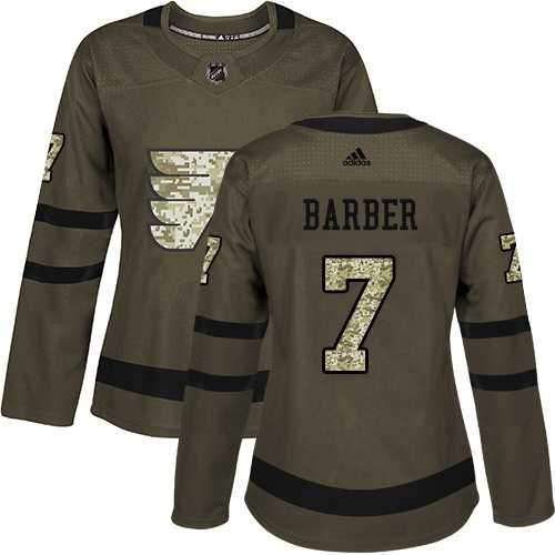 Women's Adidas Philadelphia Flyers #7 Bill Barber Green Salute to Service Stitched NHL Jersey