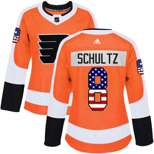 Women's Adidas Philadelphia Flyers #8 Dave Schultz Orange Home Authentic USA Flag Stitched NHL Jersey