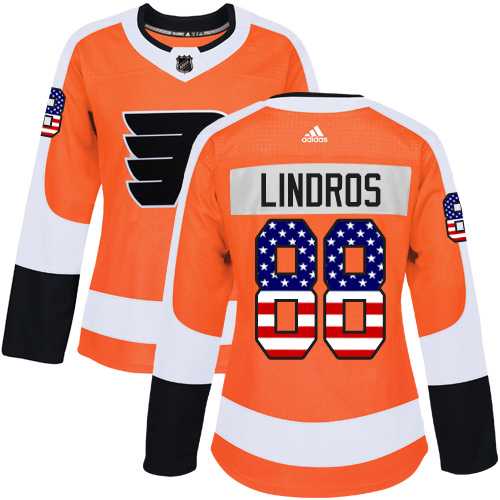 Women's Adidas Philadelphia Flyers #88 Eric Lindros Orange Home Authentic USA Flag Stitched NHL Jersey