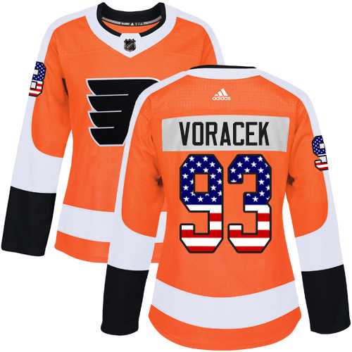 Women's Adidas Philadelphia Flyers #93 Jakub Voracek Orange Home Authentic USA Flag Stitched NHL Jersey