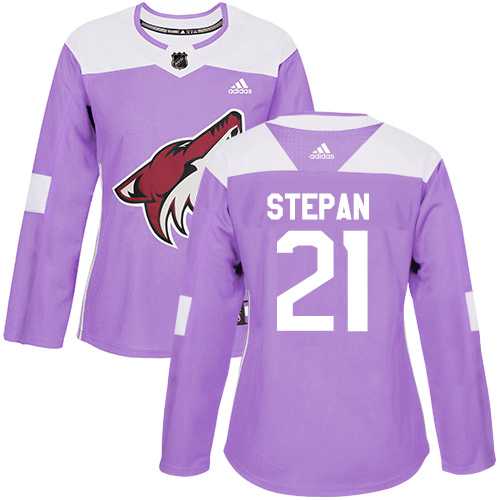 Women's Adidas Phoenix Coyotes #21 Derek Stepan Purple Authentic Fights Cancer Stitched NHL Jersey