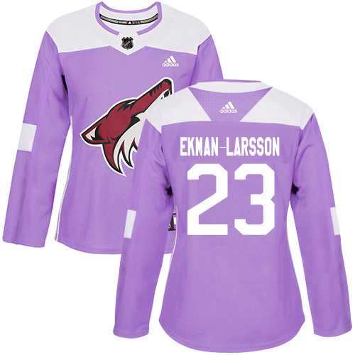 Women's Adidas Phoenix Coyotes #23 Oliver Ekman-Larsson Purple Authentic Fights Cancer Stitched NHL Jersey