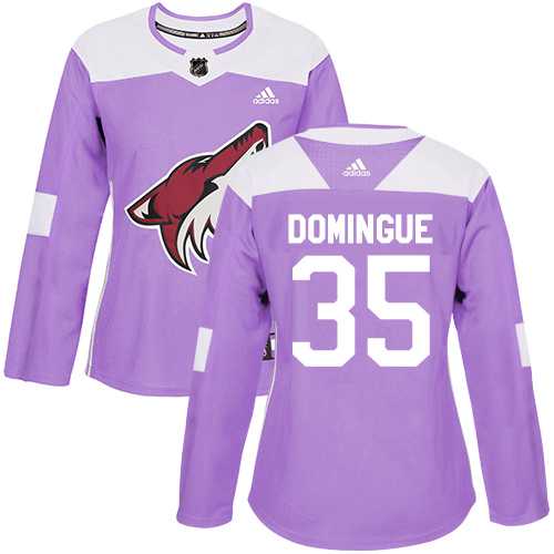 Women's Adidas Phoenix Coyotes #35 Louis Domingue Purple Authentic Fights Cancer Stitched NHL Jersey