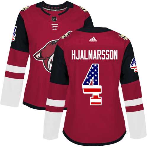 Women's Adidas Phoenix Coyotes #4 Niklas Hjalmarsson Maroon Home Authentic USA Flag Stitched NHL Jersey