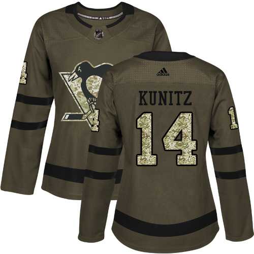 Women's Adidas Pittsburgh Penguins #14 Chris Kunitz Green Salute to Service Stitched NHL Jersey