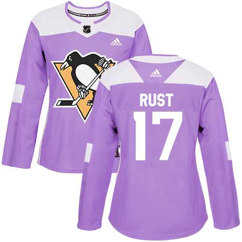 Women's Adidas Pittsburgh Penguins #17 Bryan Rust Purple Authentic Fights Cancer Stitched NHL Jersey