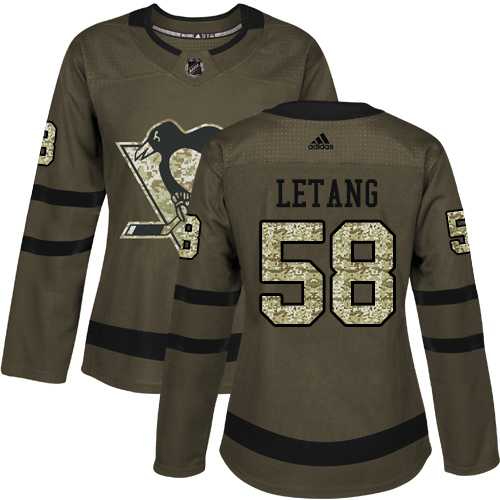 Women's Adidas Pittsburgh Penguins #58 Kris Letang Green Salute to Service Stitched NHL Jersey