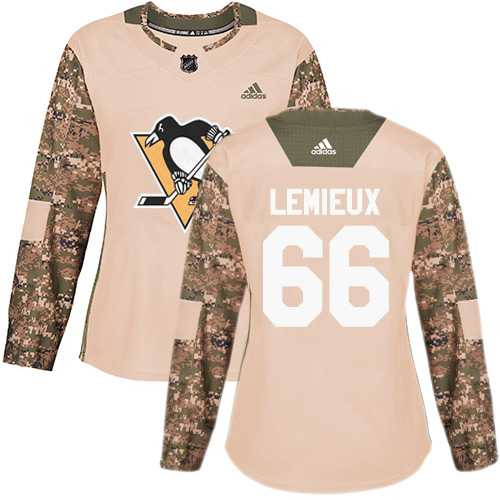 Women's Adidas Pittsburgh Penguins #66 Mario Lemieux Camo Authentic 2017 Veterans Day Stitched NHL Jersey