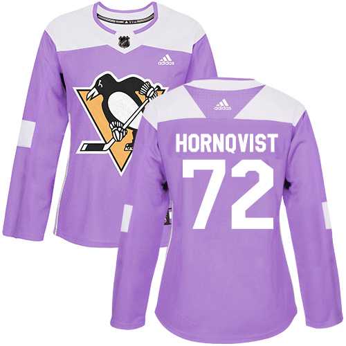 Women's Adidas Pittsburgh Penguins #72 Patric Hornqvist Purple Authentic Fights Cancer Stitched NHL Jersey