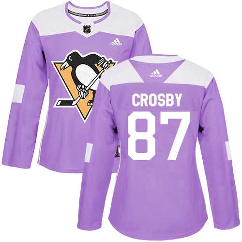 Women's Adidas Pittsburgh Penguins #87 Sidney Crosby Purple Authentic Fights Cancer Stitched NHL Jersey