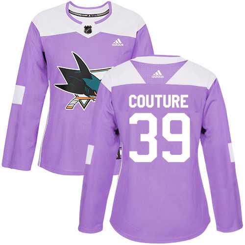Women's Adidas San Jose Sharks #39 Logan Couture Purple Authentic Fights Cancer Stitched NHL Jersey