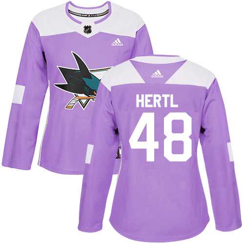 Women's Adidas San Jose Sharks #48 Tomas Hertl Purple Authentic Fights Cancer Stitched NHL Jersey