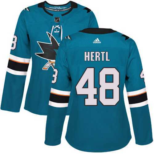 Women's Adidas San Jose Sharks #48 Tomas Hertl Teal Home Authentic Stitched NHL Jersey