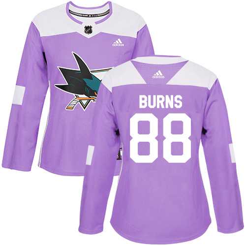 Women's Adidas San Jose Sharks #88 Brent Burns Purple Authentic Fights Cancer Stitched NHL Jersey