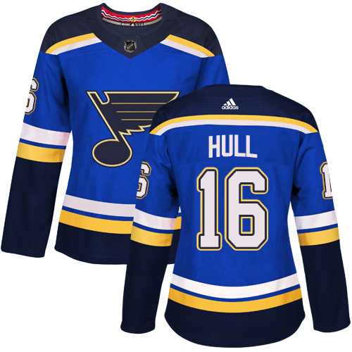 Women's Adidas St. Louis Blues #16 Brett Hull Blue Home Authentic Stitched NHL Jersey