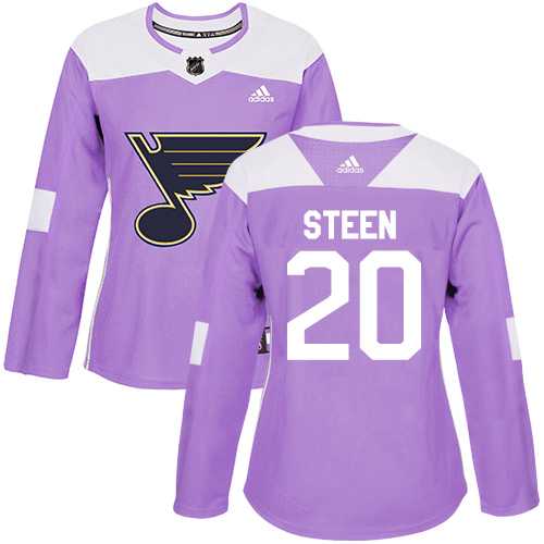 Women's Adidas St. Louis Blues #20 Alexander Steen Purple Authentic Fights Cancer Stitched NHL Jersey