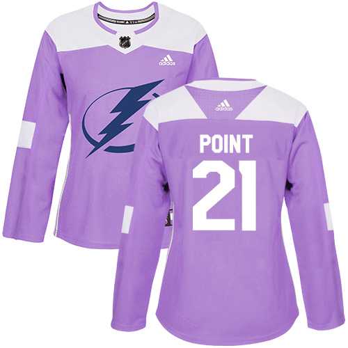 Women's Adidas Tampa Bay Lightning #21 Brayden Point Purple Authentic Fights Cancer Stitched NHL Jersey