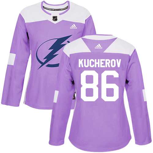 Women's Adidas Tampa Bay Lightning #86 Nikita Kucherov Purple Authentic Fights Cancer Stitched NHL Jersey
