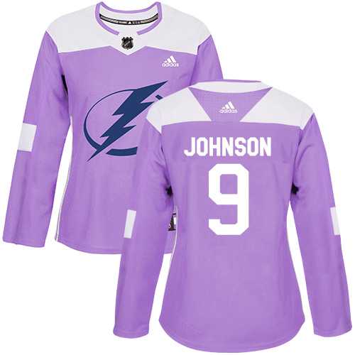 Women's Adidas Tampa Bay Lightning #9 Tyler Johnson Purple Authentic Fights Cancer Stitched NHL Jersey