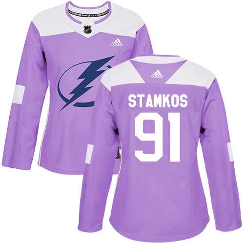 Women's Adidas Tampa Bay Lightning #91 Steven Stamkos Purple Authentic Fights Cancer Stitched NHL Jersey