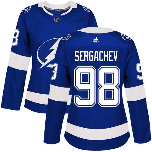 Women's Adidas Tampa Bay Lightning #98 Mikhail Sergachev Blue Home Authentic Stitched NHL Jersey