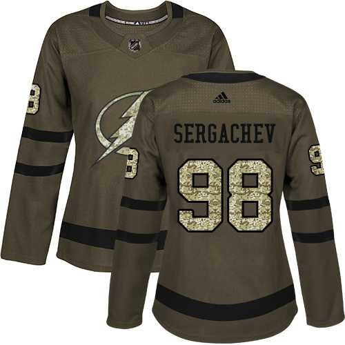 Women's Adidas Tampa Bay Lightning #98 Mikhail Sergachev Green Salute to Service Stitched NHL Jersey
