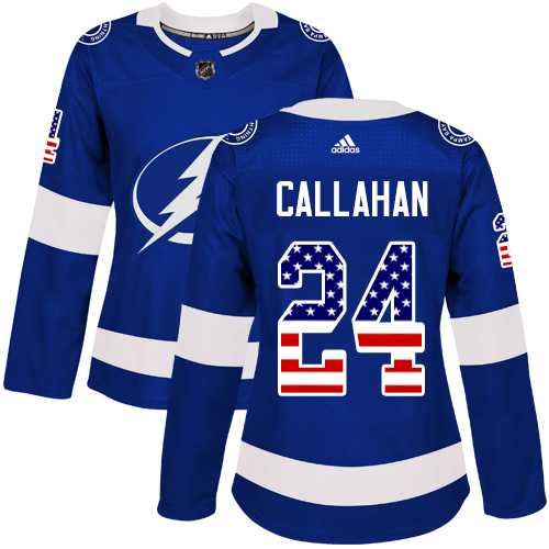 Women's Adidas Tampa Bay Lightning#24 Ryan Callahan Blue Home Authentic USA Flag Stitched NHL Jersey