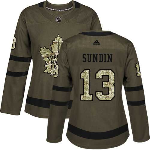 Women's Adidas Toronto Maple Leafs #13 Mats Sundin Green Salute to Service Stitched NHL Jersey