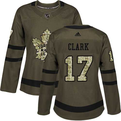 Women's Adidas Toronto Maple Leafs #17 Wendel Clark Green Salute to Service Stitched NHL Jersey