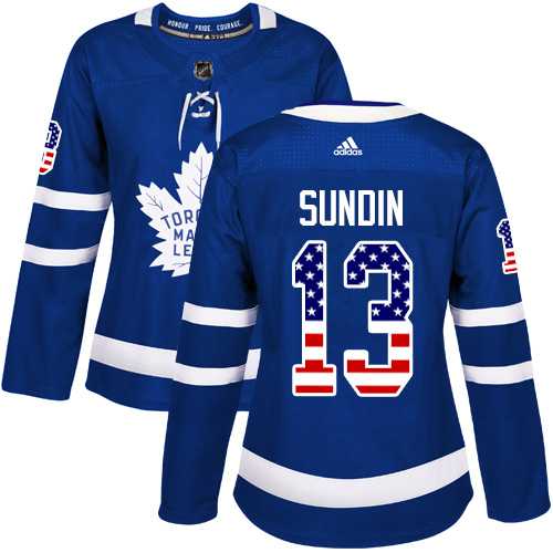 Women's Adidas Toronto Maple Leafs #13 Mats Sundin Blue Home Authentic USA Flag Stitched NHL Jersey
