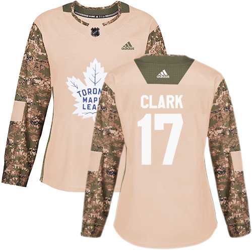 Women's Adidas Toronto Maple Leafs #17 Wendel Clark Camo Authentic 2017 Veterans Day Stitched NHL Jersey