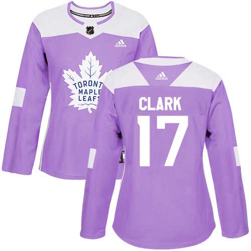 Women's Adidas Toronto Maple Leafs #17 Wendel Clark Purple Authentic Fights Cancer Stitched NHL Jersey