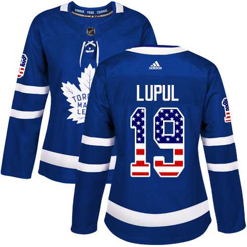 Women's Adidas Toronto Maple Leafs #19 Joffrey Lupul Blue Home Authentic USA Flag Stitched NHL Jersey