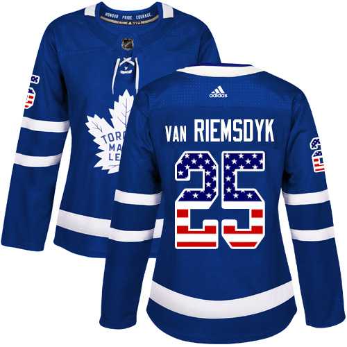 Women's Adidas Toronto Maple Leafs #25 James Van Riemsdyk Blue Home Authentic USA Flag Stitched NHL Jersey