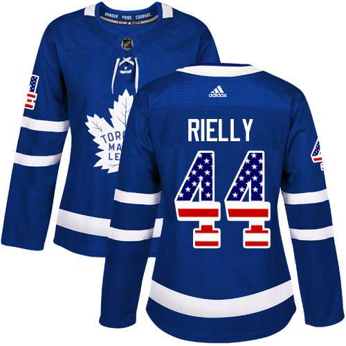 Women's Adidas Toronto Maple Leafs #44 Morgan Rielly Blue Home Authentic USA Flag Stitched NHL Jersey