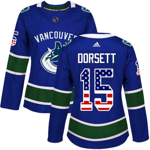 Women's Adidas Vancouver Canucks #15 Derek Dorsett Blue Home Authentic USA Flag Stitched NHL Jersey