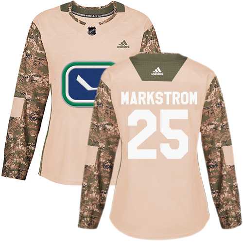 Women's Adidas Vancouver Canucks #25 Jacob Markstrom Camo Authentic 2017 Veterans Day Stitched NHL Jersey