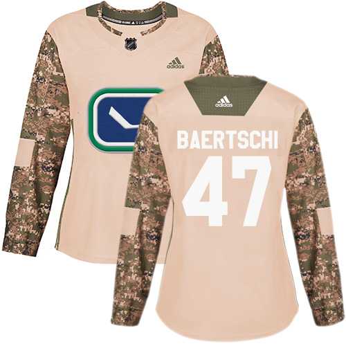 Women's Adidas Vancouver Canucks #47 Sven Baertschi Camo Authentic 2017 Veterans Day Stitched NHL Jersey