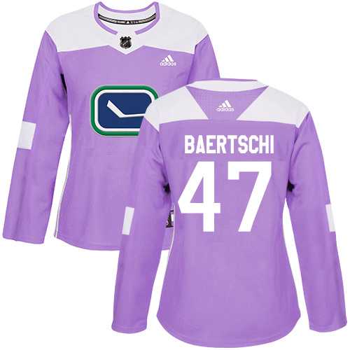 Women's Adidas Vancouver Canucks #47 Sven Baertschi Purple Authentic Fights Cancer Stitched NHL Jersey