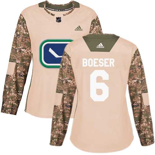 Women's Adidas Vancouver Canucks #6 Brock Boeser Camo Authentic 2017 Veterans Day Stitched NHL Jersey