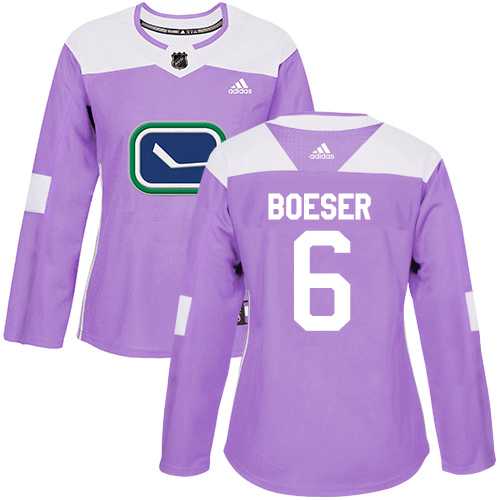 Women's Adidas Vancouver Canucks #6 Brock Boeser Purple Authentic Fights Cancer Stitched NHL Jersey