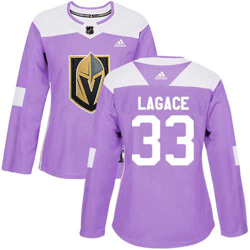 Women's Adidas Vegas Golden Knights #33 Maxime Lagace Purple Authentic Fights Cancer Stitched NHL Jersey