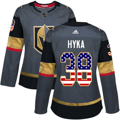 Women's Adidas Vegas Golden Knights #38 Tomas Hyka Grey Home Authentic USA Flag Stitched NHL Jersey