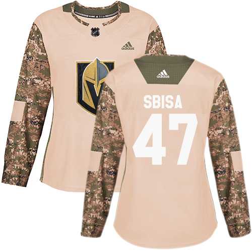Women's Adidas Vegas Golden Knights #47 Luca Sbisa Camo Authentic 2017 Veterans Day Stitched NHL Jersey